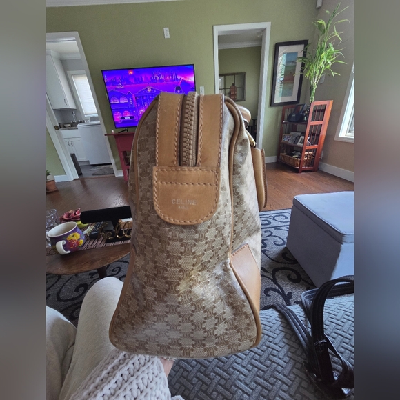 Celine Macadam Canvas and Leather Satchel Bag - Picture 5 of 11